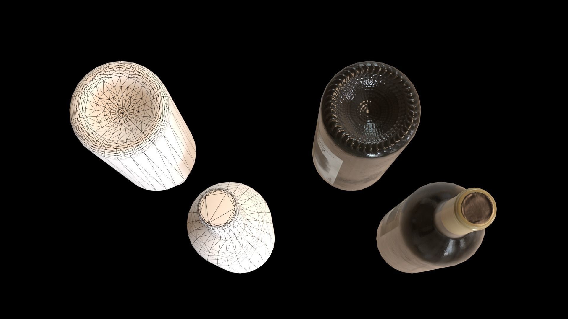 Red wine bottle Low-poly 3D model_18