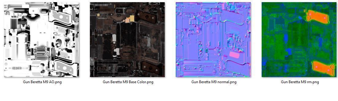 Beretta M9 Low-poly 3D model_1