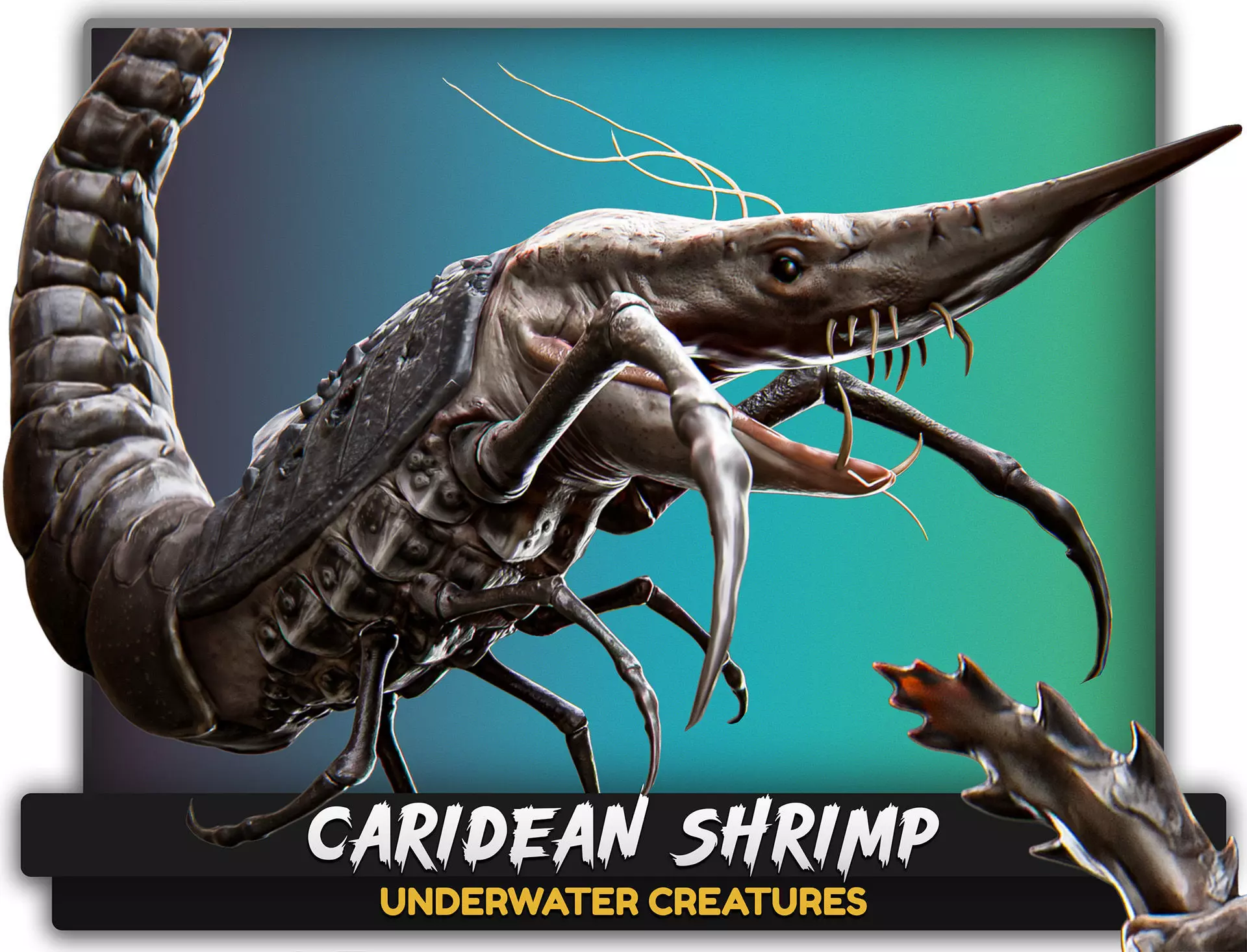 Fish model - Shrimp fish lowpoly - ocean horror - monster fish 1 Low-poly 3D model_0