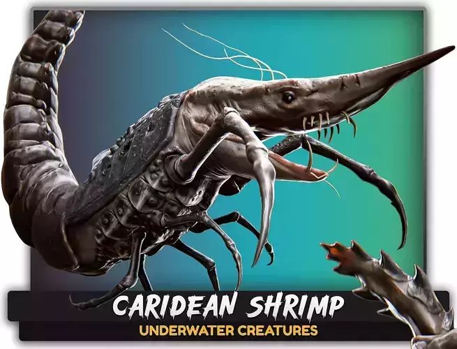 Fish model - Shrimp fish lowpoly - ocean horror - monster fish 1 Low-poly 3D model