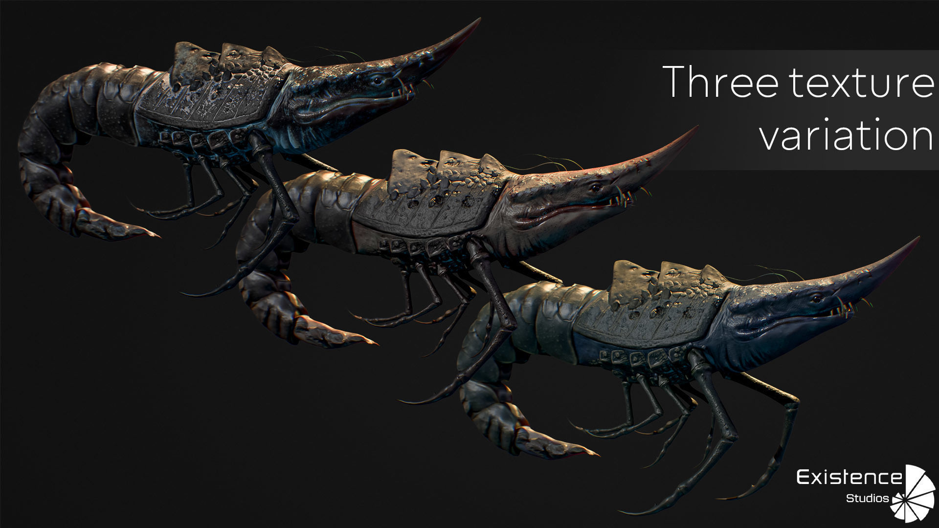 Fish model - Shrimp fish lowpoly - ocean horror - monster fish 1 Low-poly 3D model_7