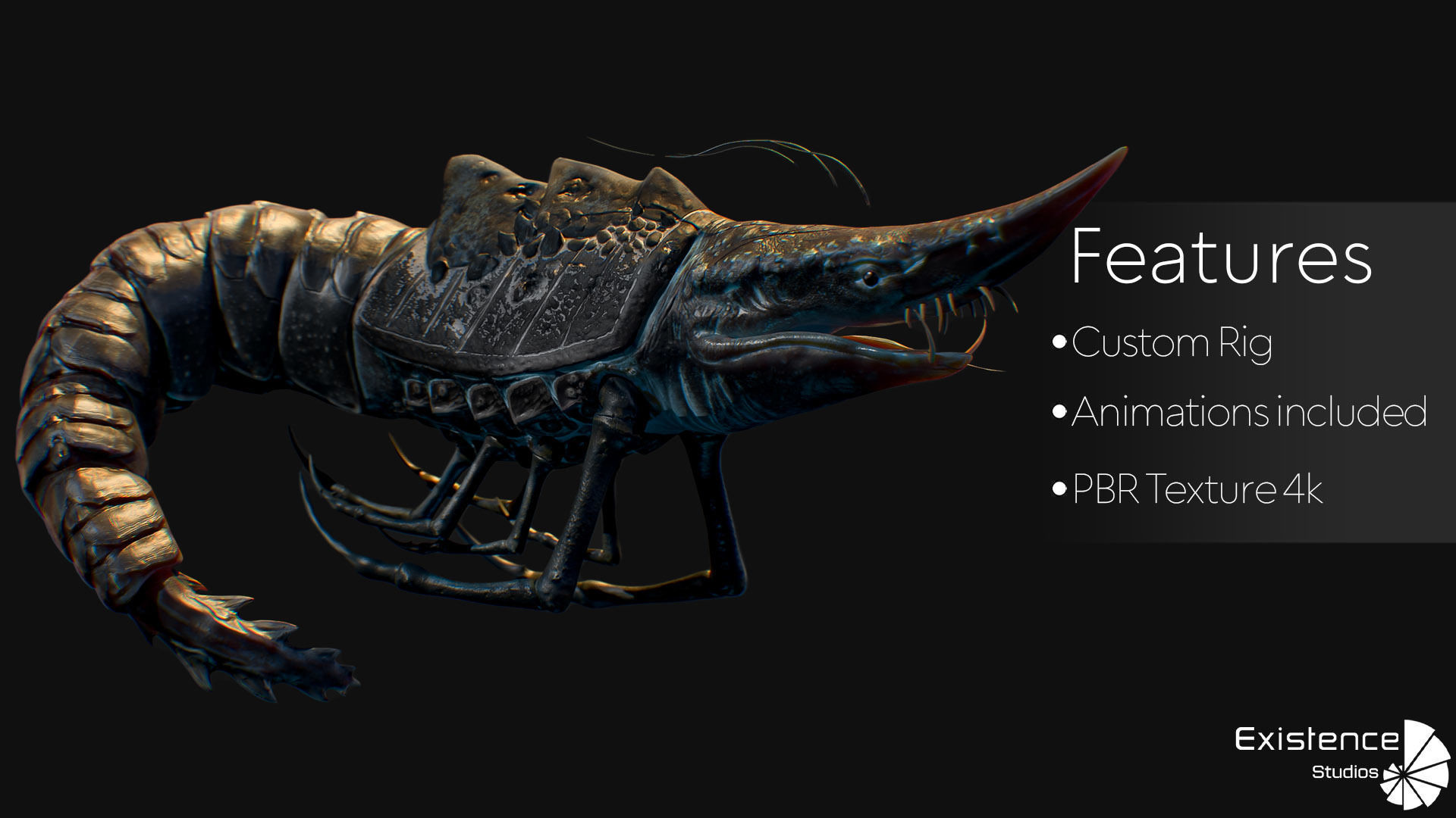 Fish model - Shrimp fish lowpoly - ocean horror - monster fish 1 Low-poly 3D model_4