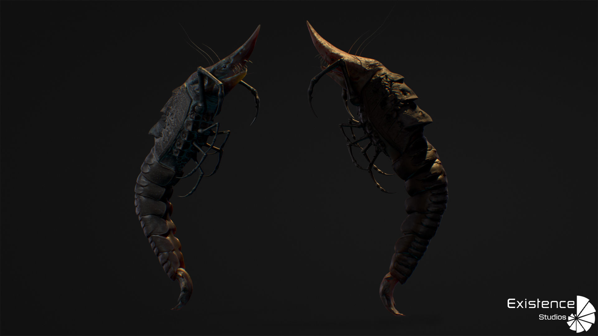 Fish model - Shrimp fish lowpoly - ocean horror - monster fish 1 Low-poly 3D model_6