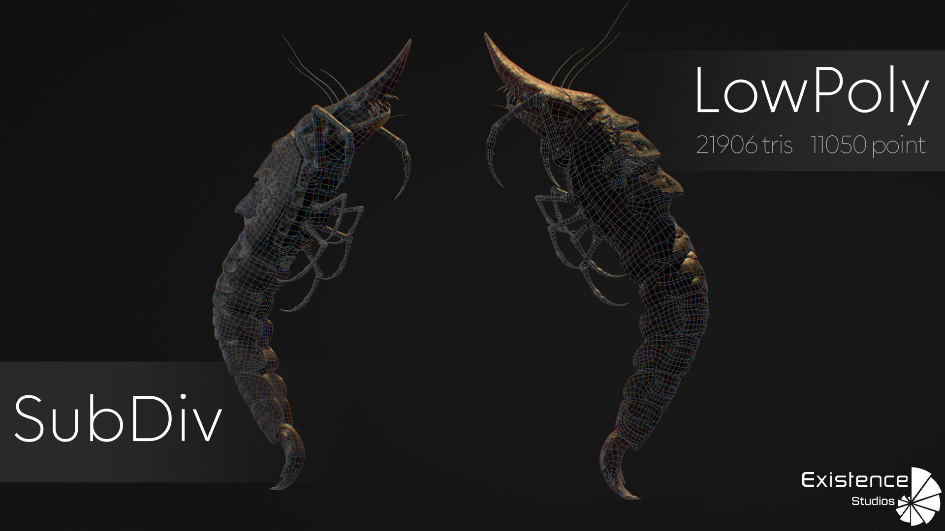Fish model - Shrimp fish lowpoly - ocean horror - monster fish 1 Low-poly 3D model_5