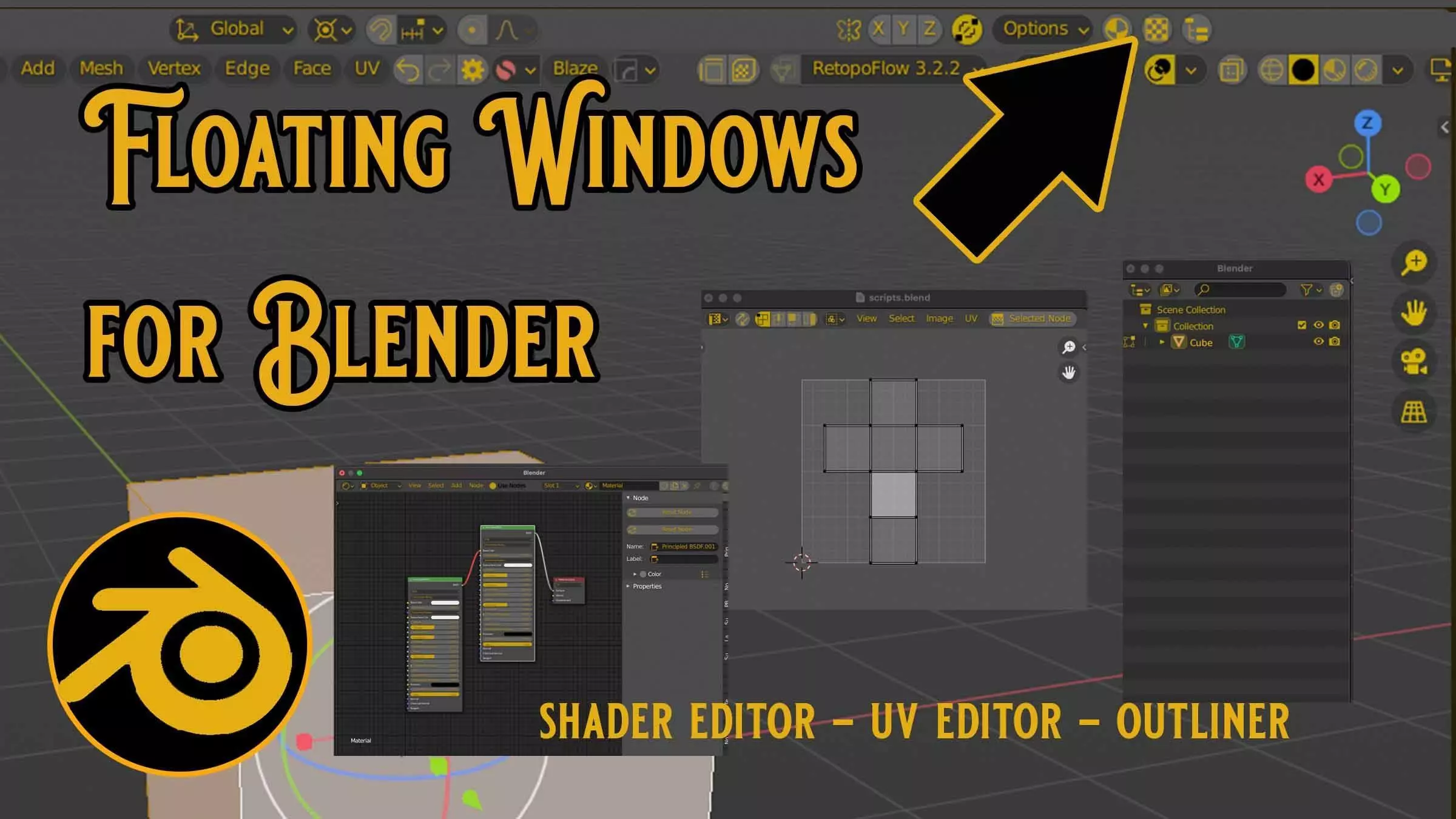 Floating windows addon for Blender 3D model_0