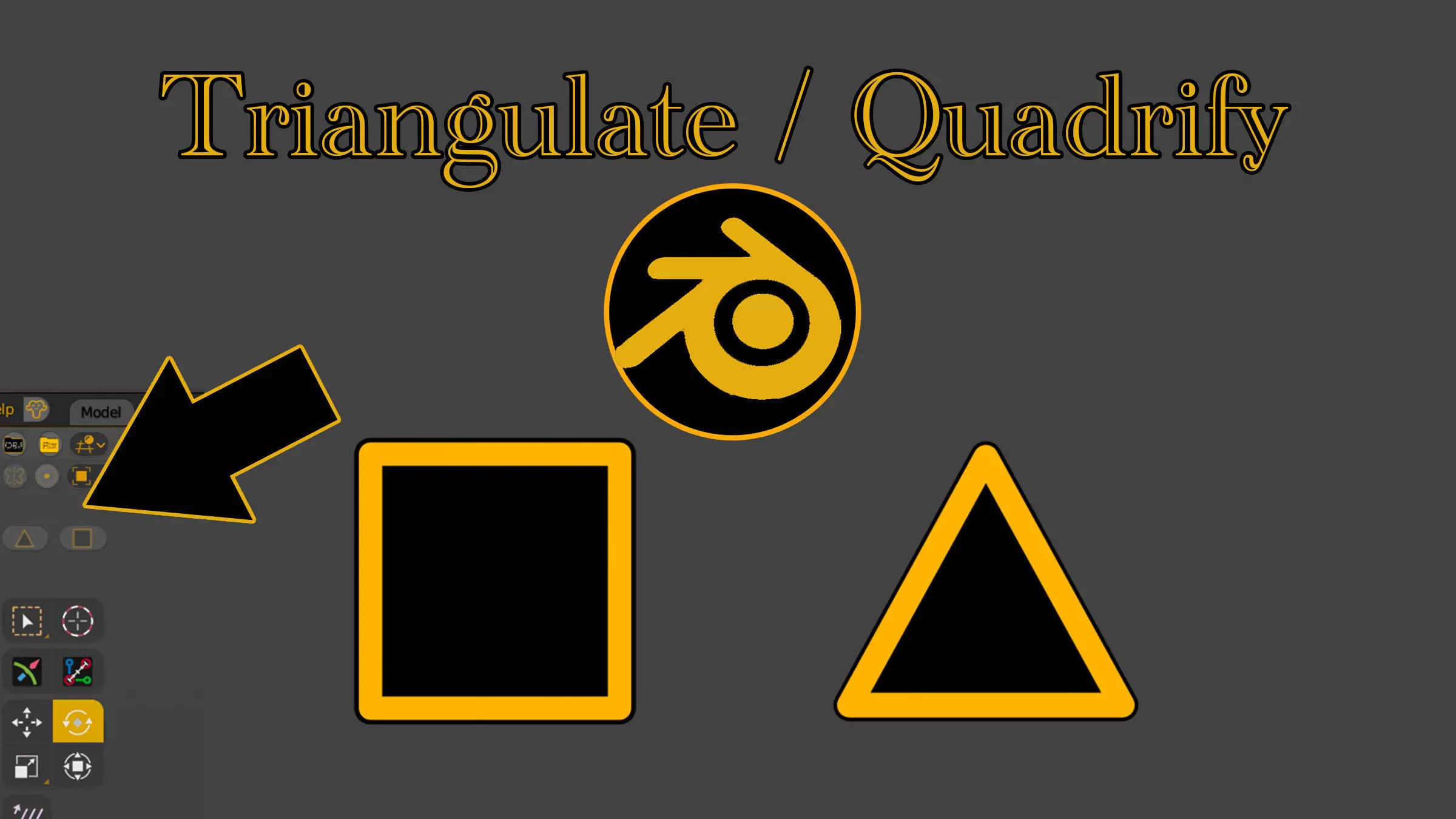 Tris to quads and quads to tris buttons addon in blender 3D model