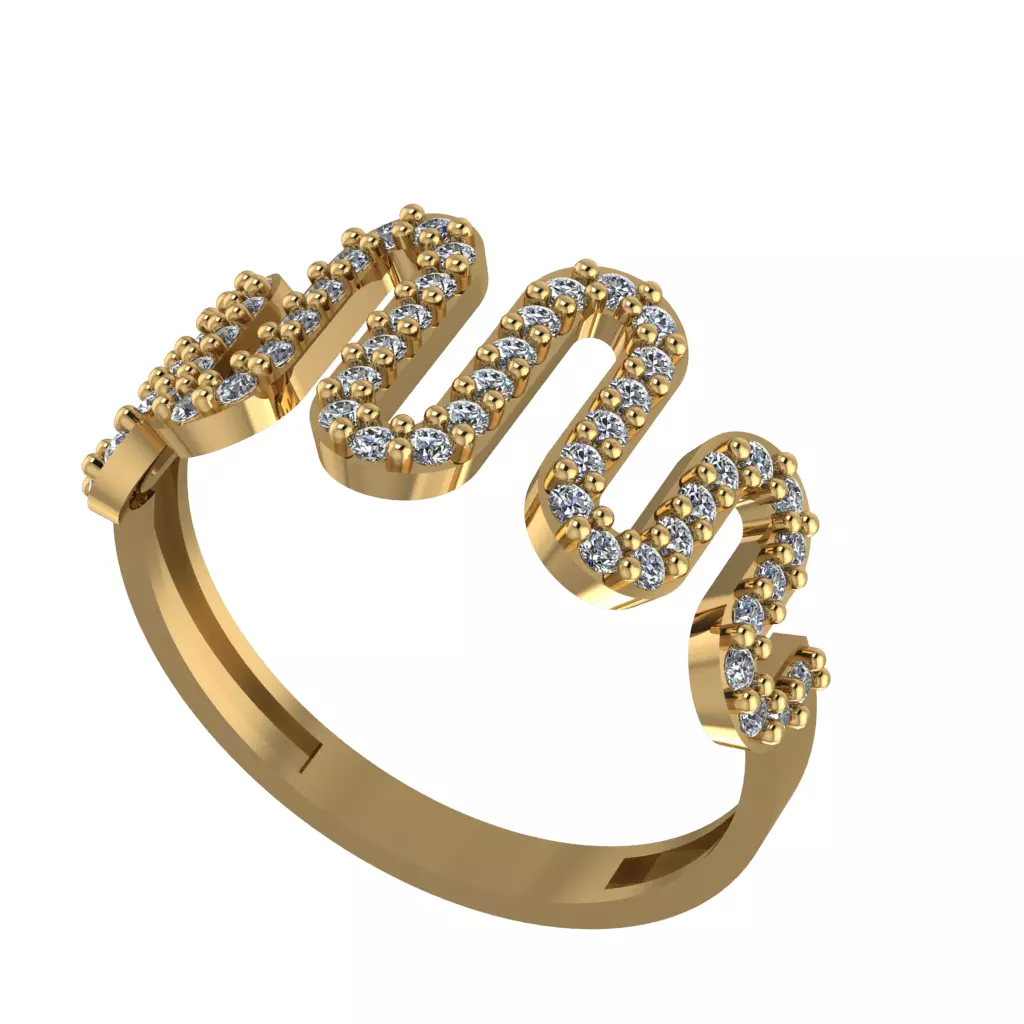 zigzag traditional wedding ring 3D print model_0