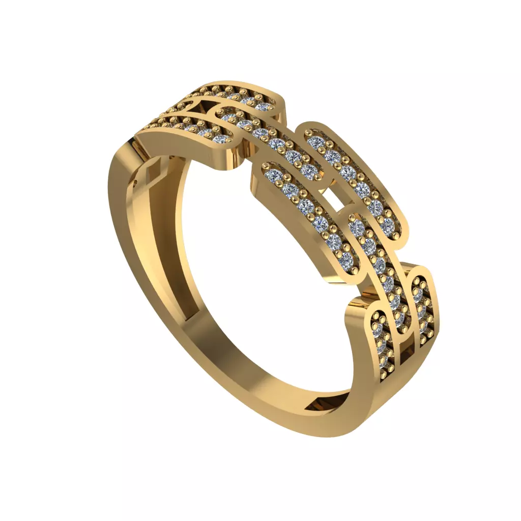 gemstone lines Wedding Ring 3D print model_0