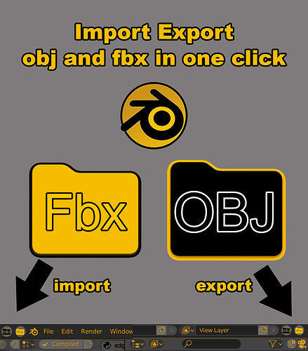 one click fbx and obj import exporter plugin for Blender 3D model
