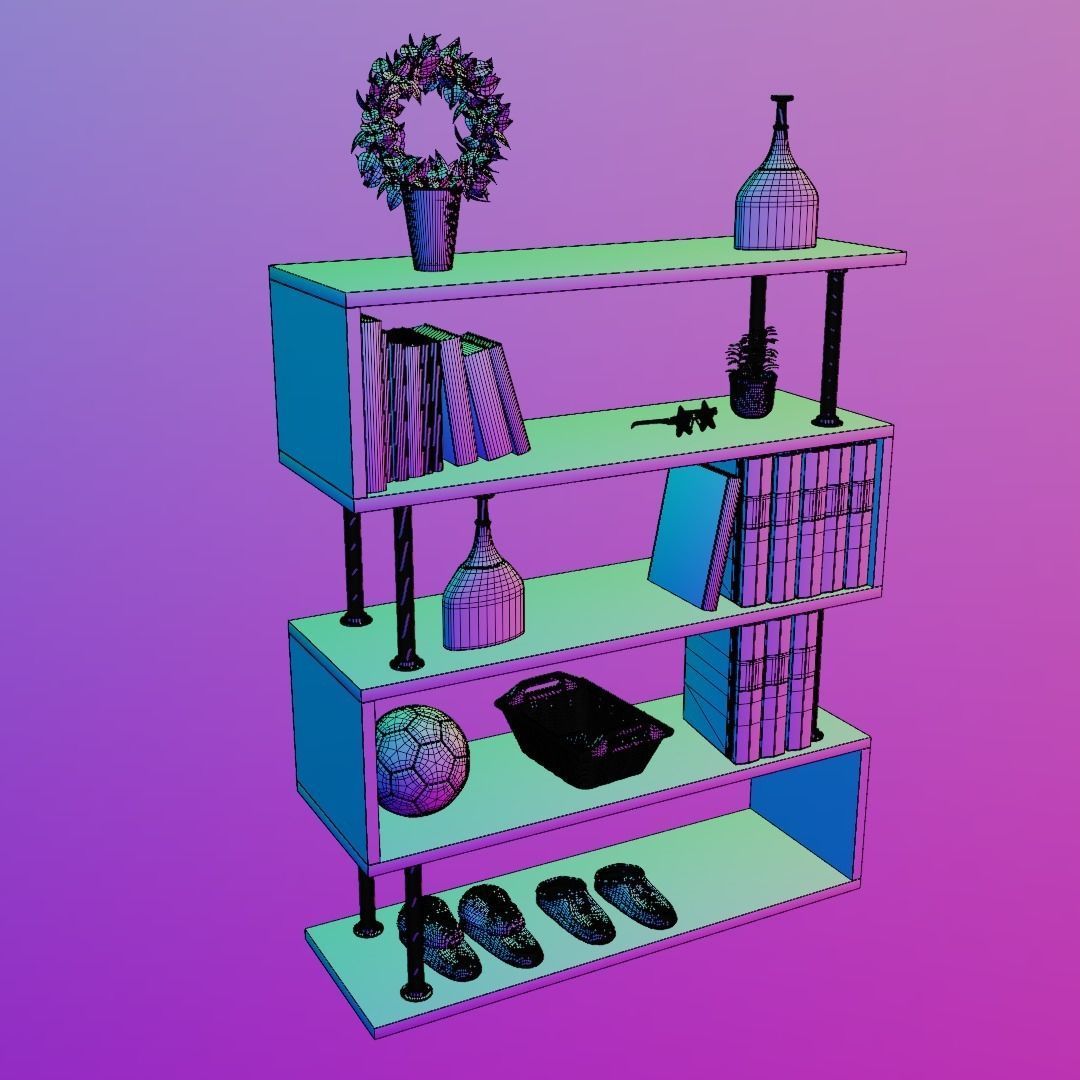 Decorated shelf 3D model_5