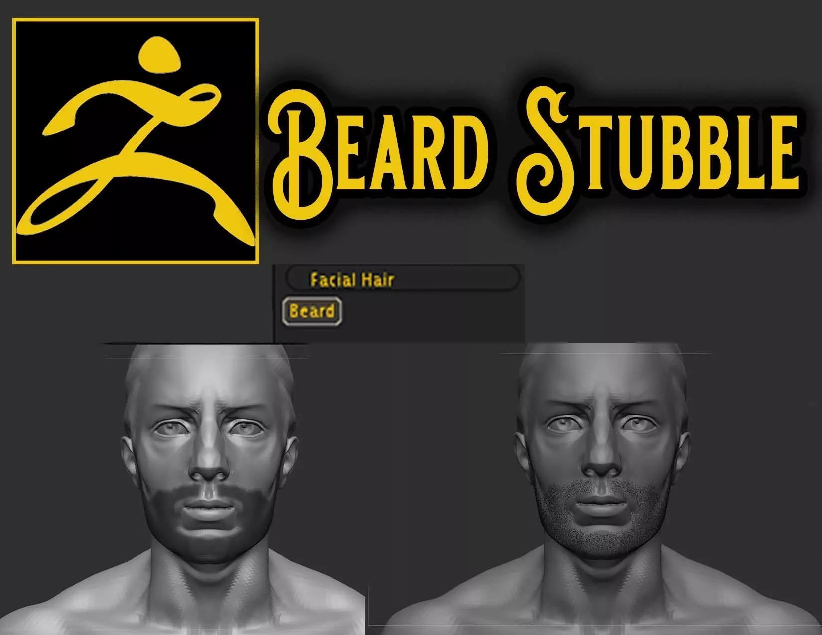Beard stubble addon for Zbrush 3D model_0