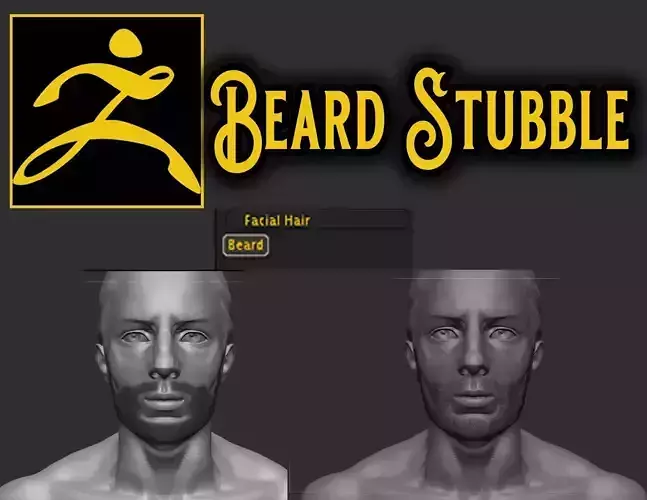 Beard stubble addon for Zbrush 3D model