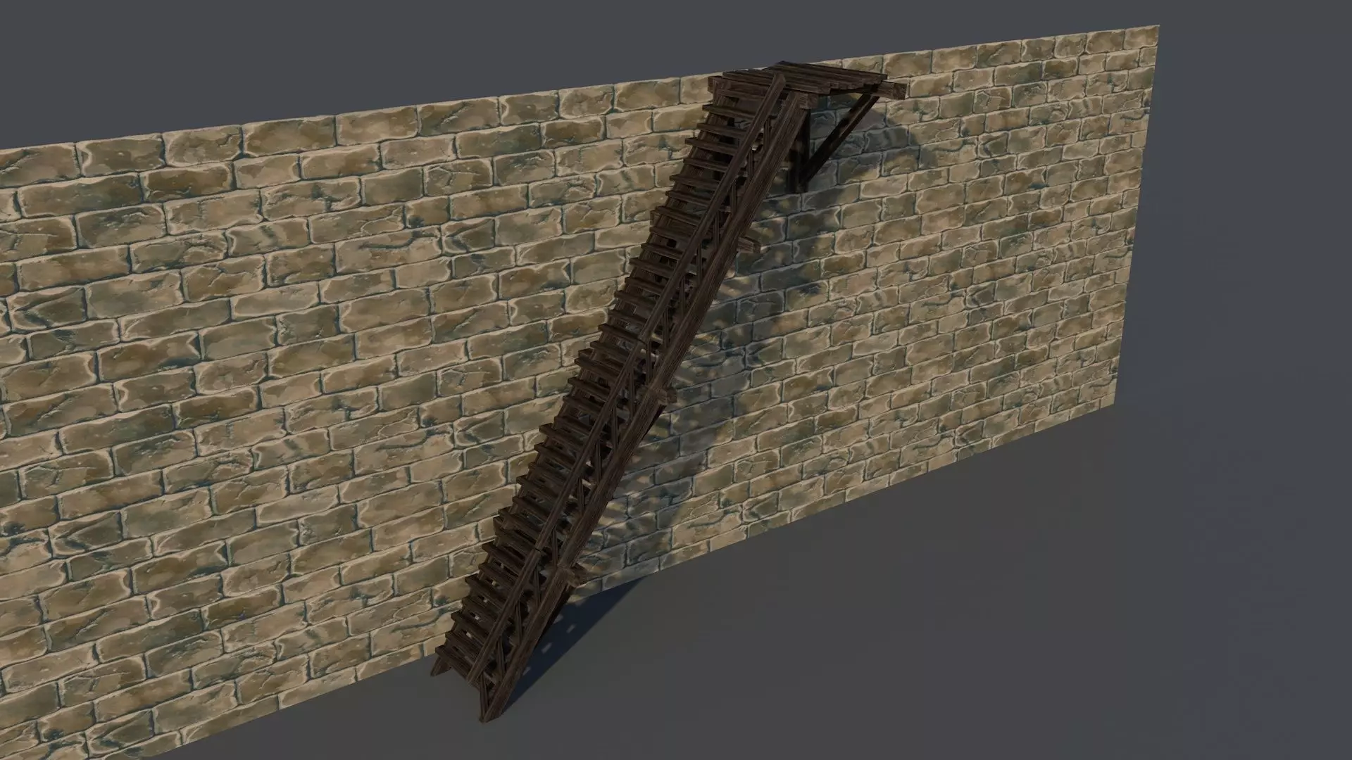 Wooden Stairs Low-poly 3D model