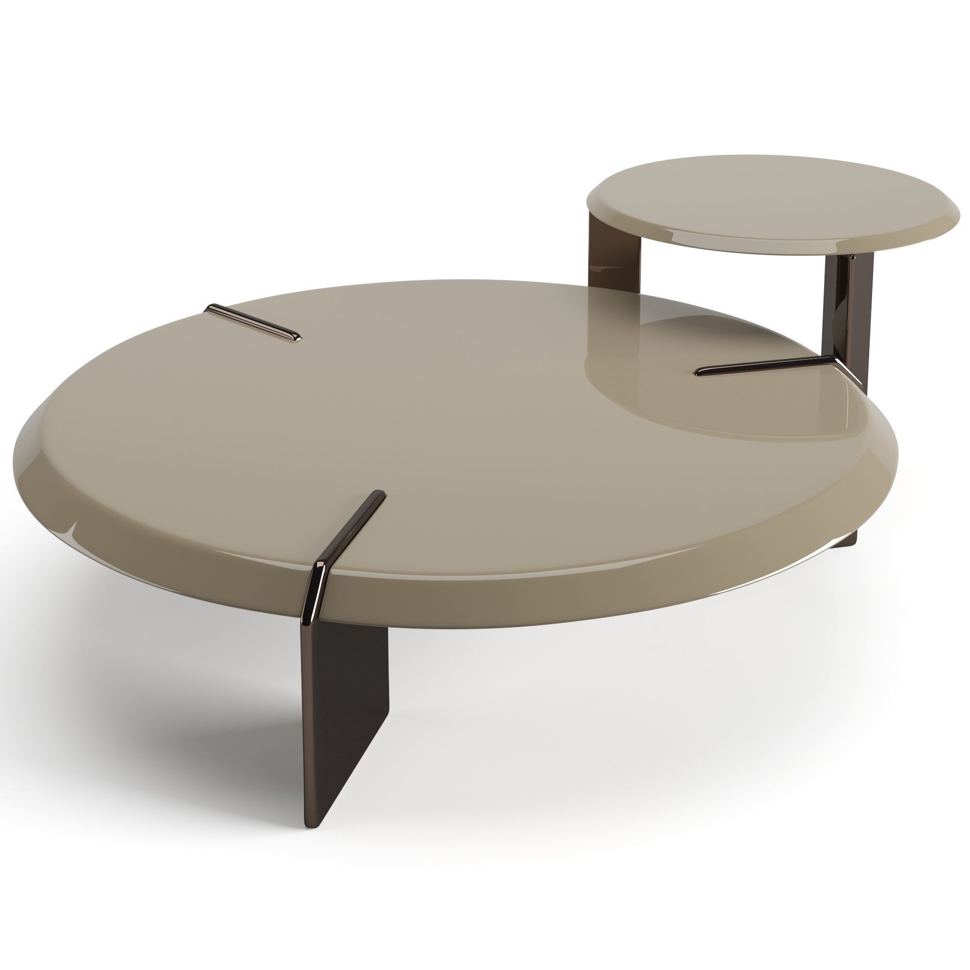 Minotti Keel round coffee tables set 3D model_5
