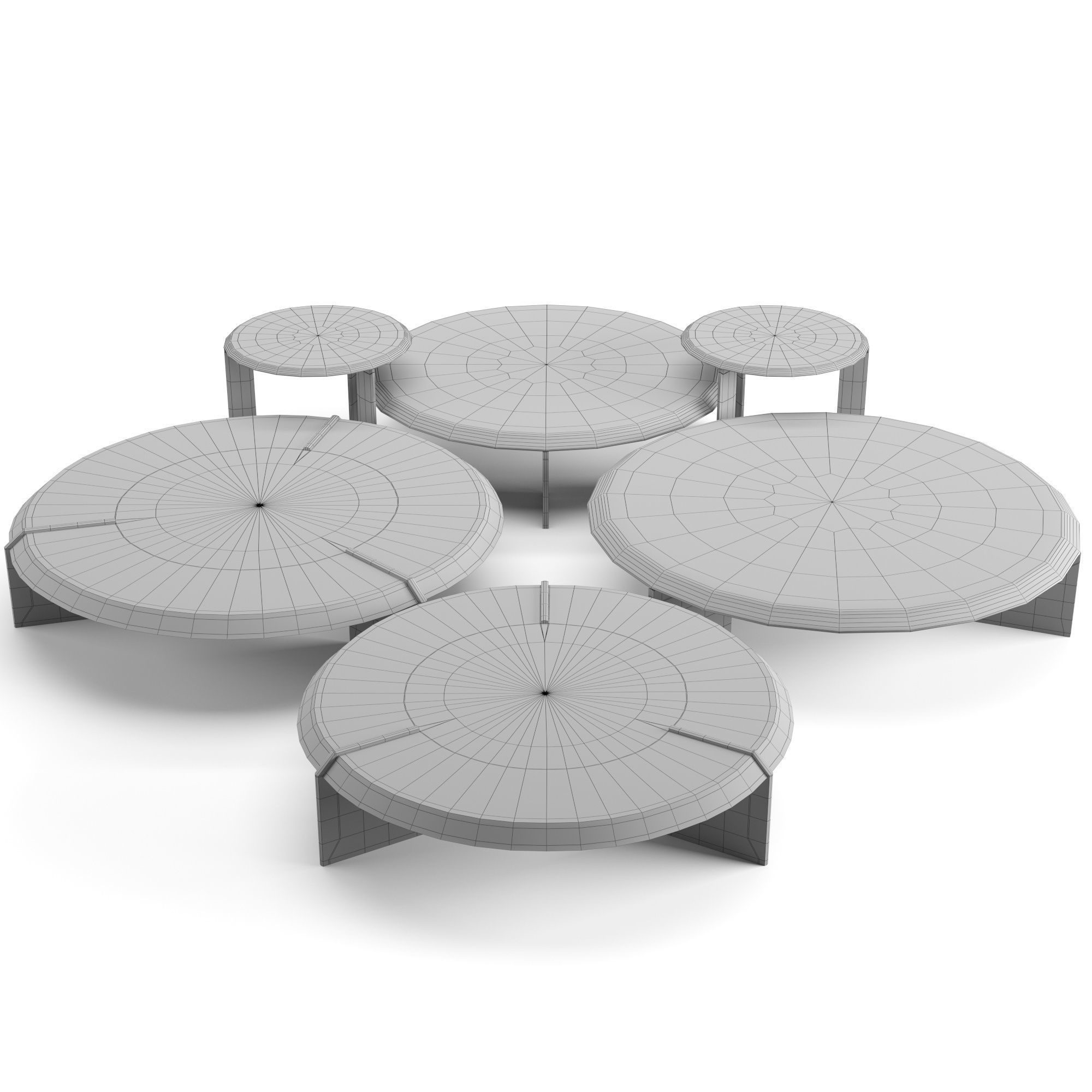 Minotti Keel round coffee tables set 3D model_2