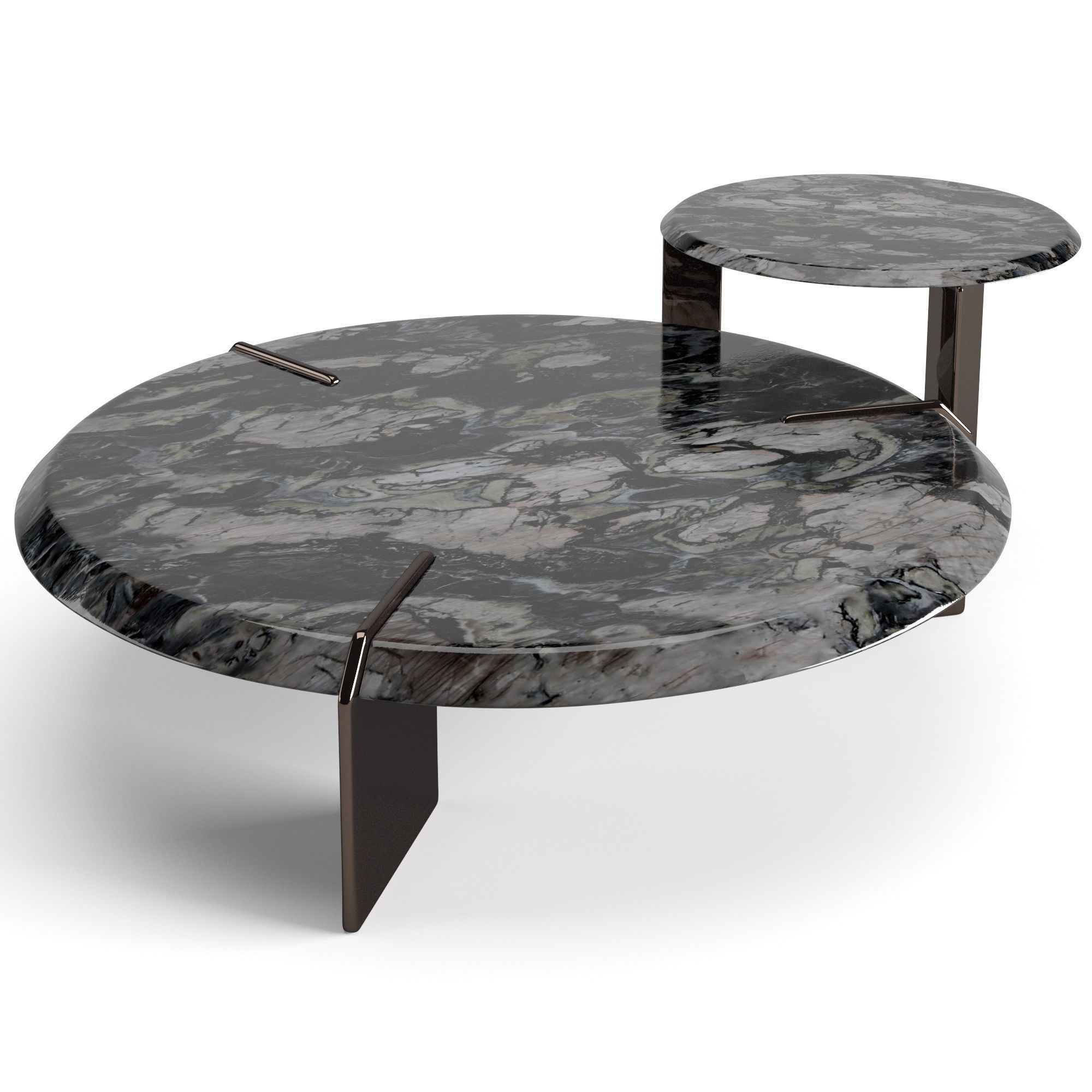 Minotti Keel round coffee tables set 3D model_4