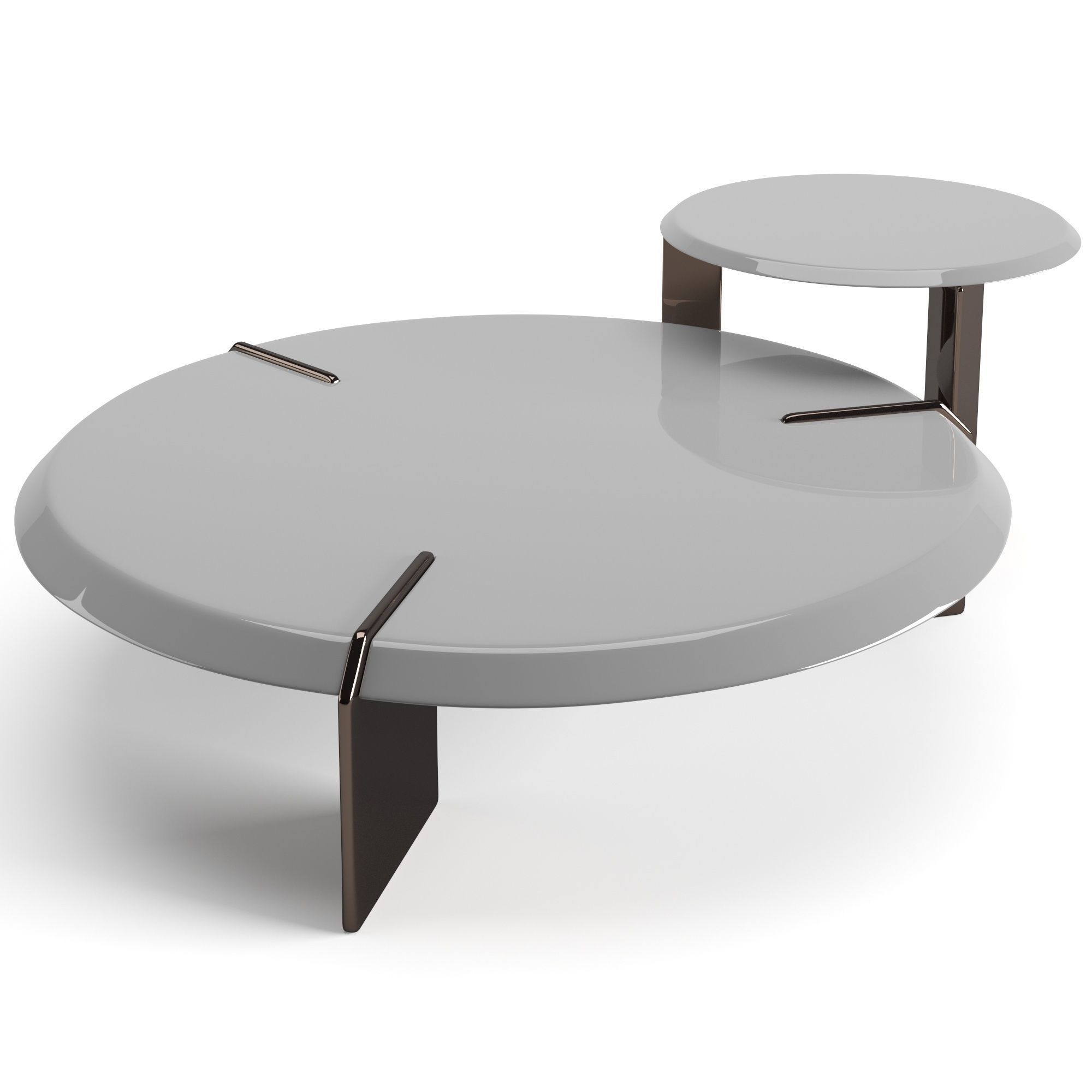 Minotti Keel round coffee tables set 3D model_7