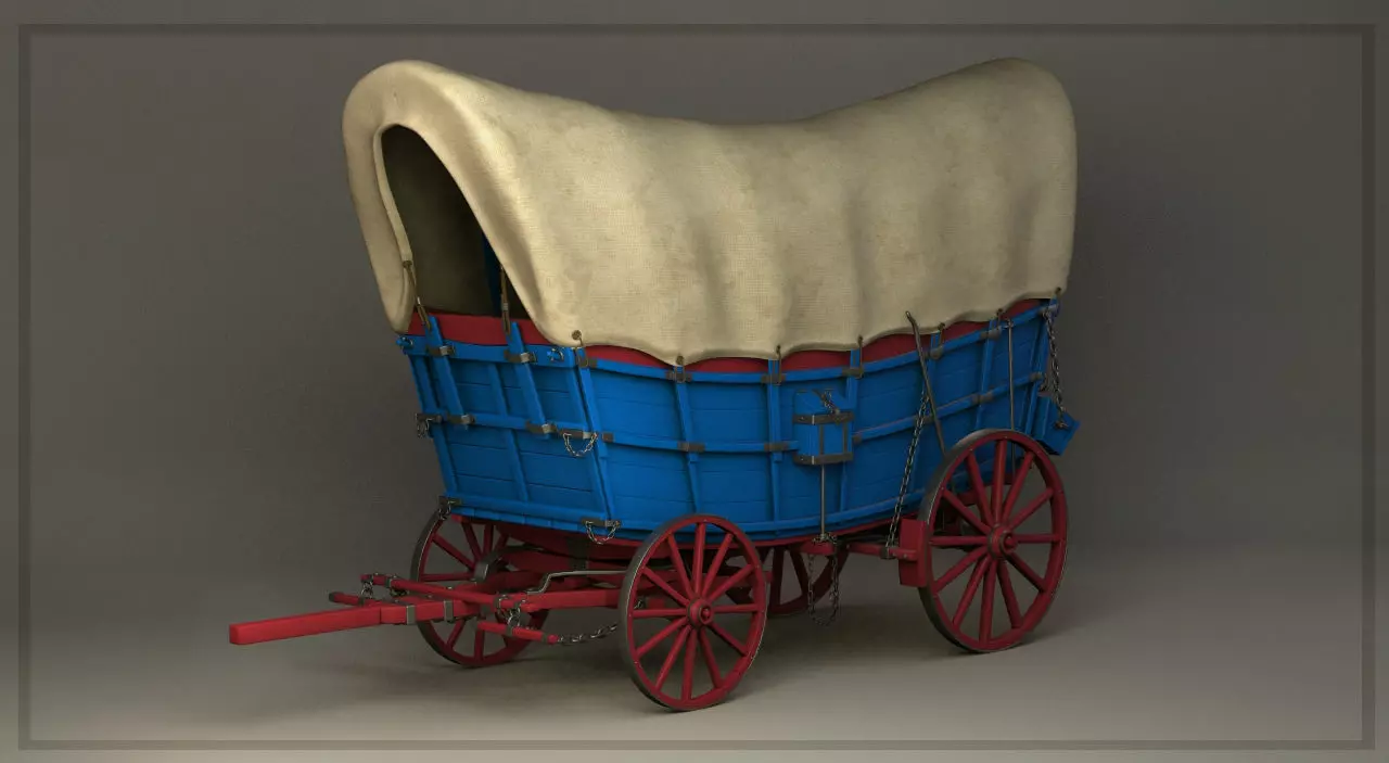 Conestoga covered wagon 3D model_0