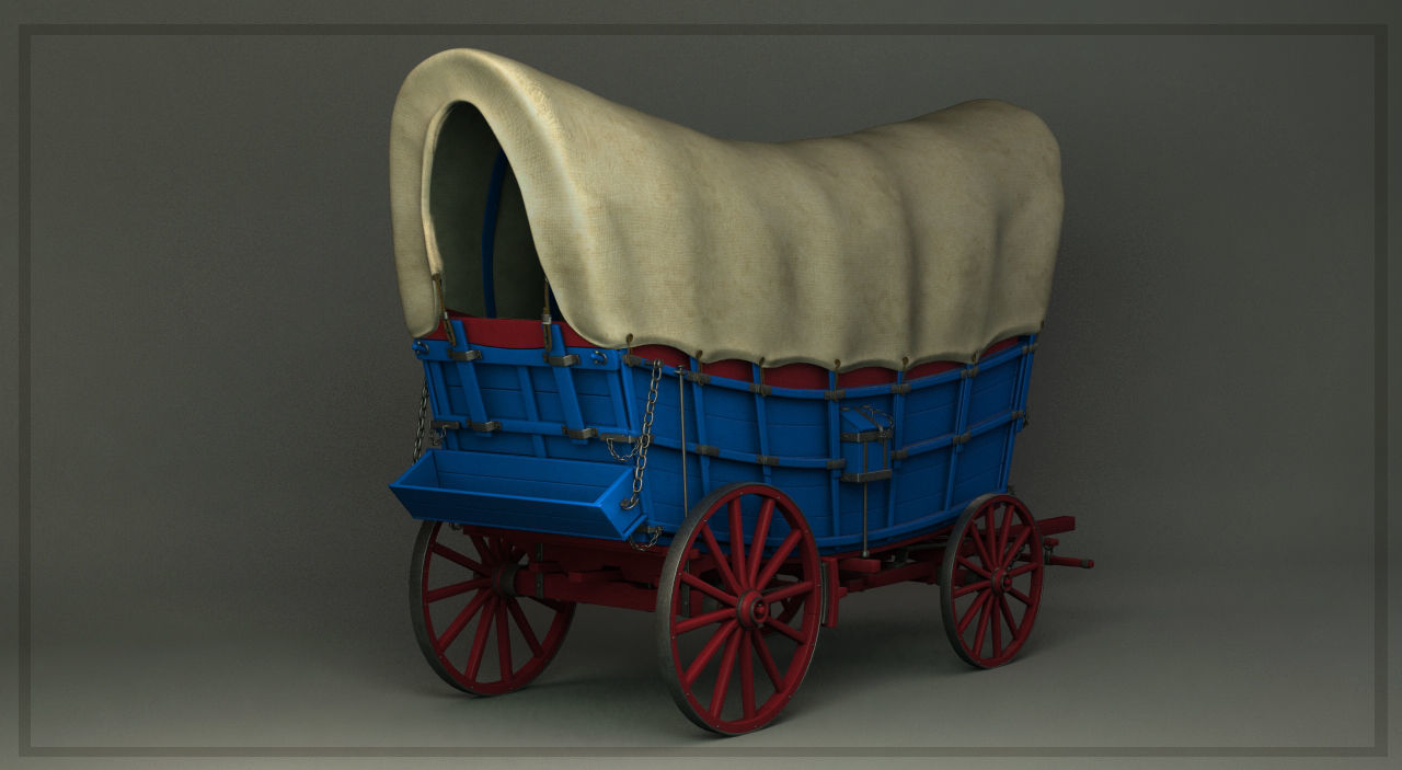 Conestoga covered wagon 3D model_1