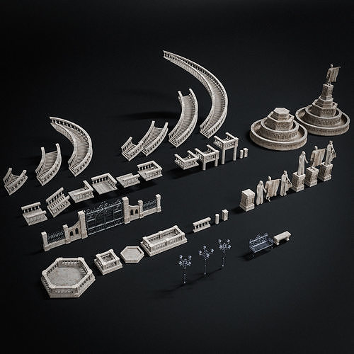 GOTHIC EXTERIOR PROPS ASSET Collection Low-poly 3D model