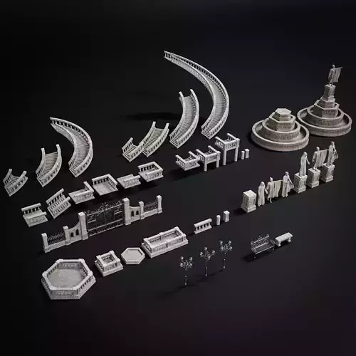 GOTHIC EXTERIOR PROPS ASSET Collection Low-poly 3D model