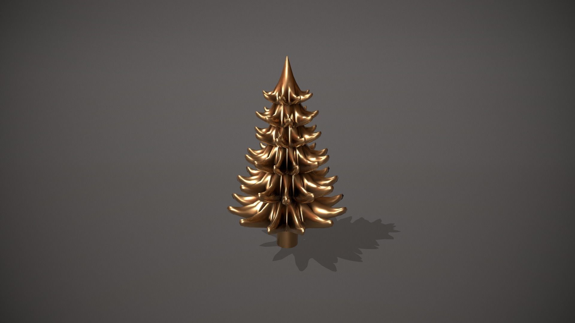 Gold Metal Christmas Tree Ornament Low-poly 3D model_9