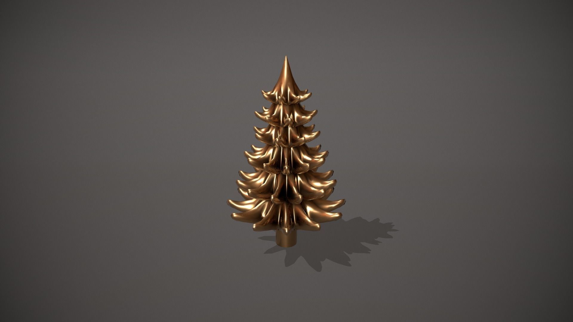 Gold Metal Christmas Tree Ornament Low-poly 3D model_5