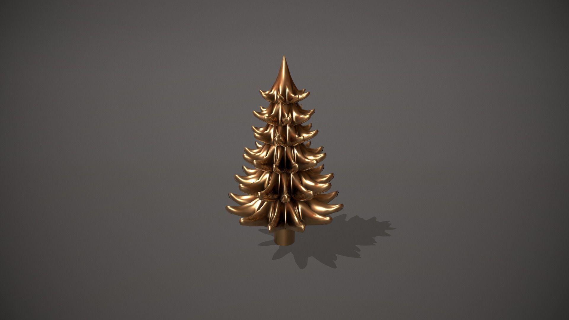 Gold Metal Christmas Tree Ornament Low-poly 3D model_1