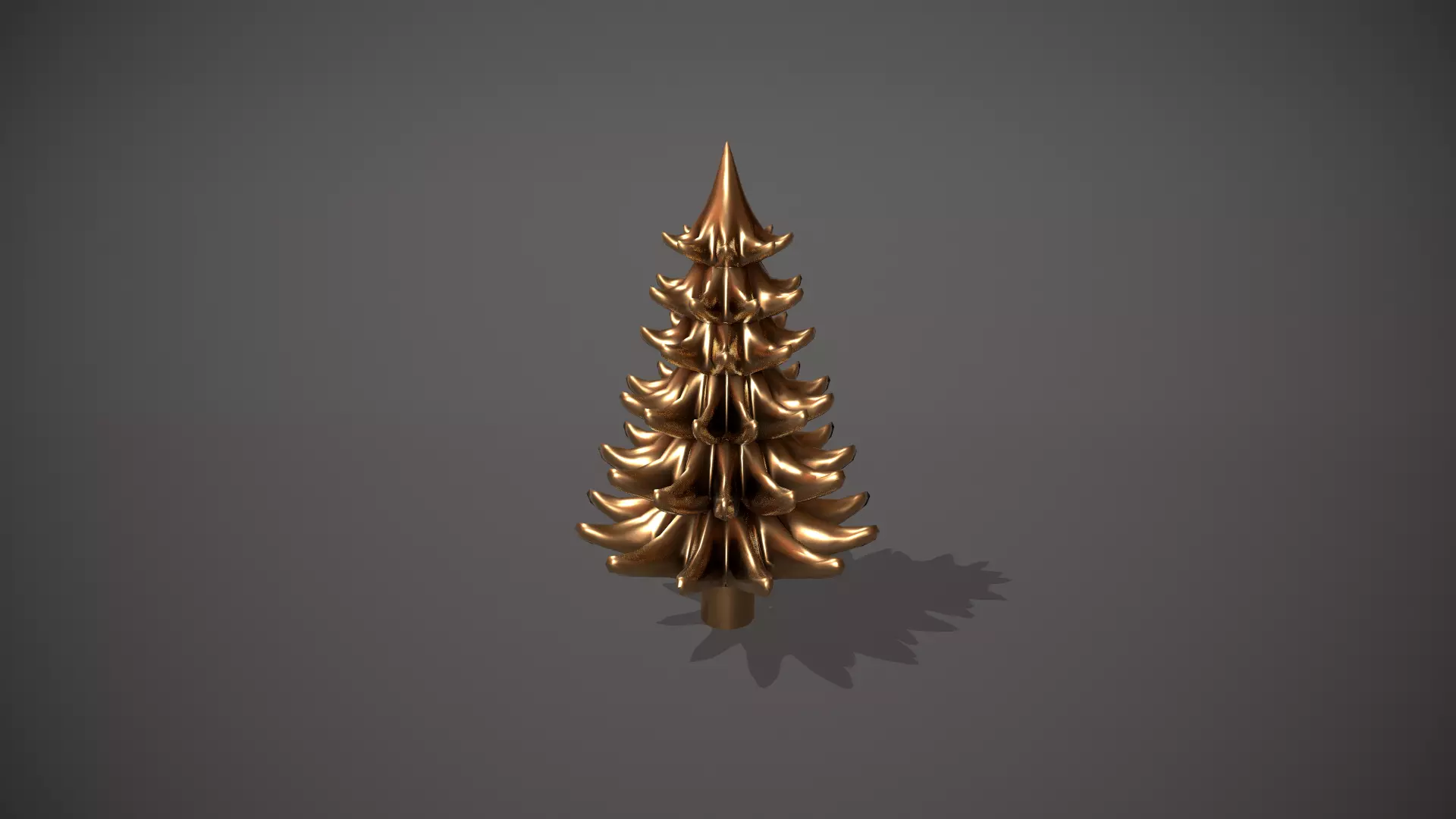 Gold Metal Christmas Tree Ornament Low-poly 3D model_0