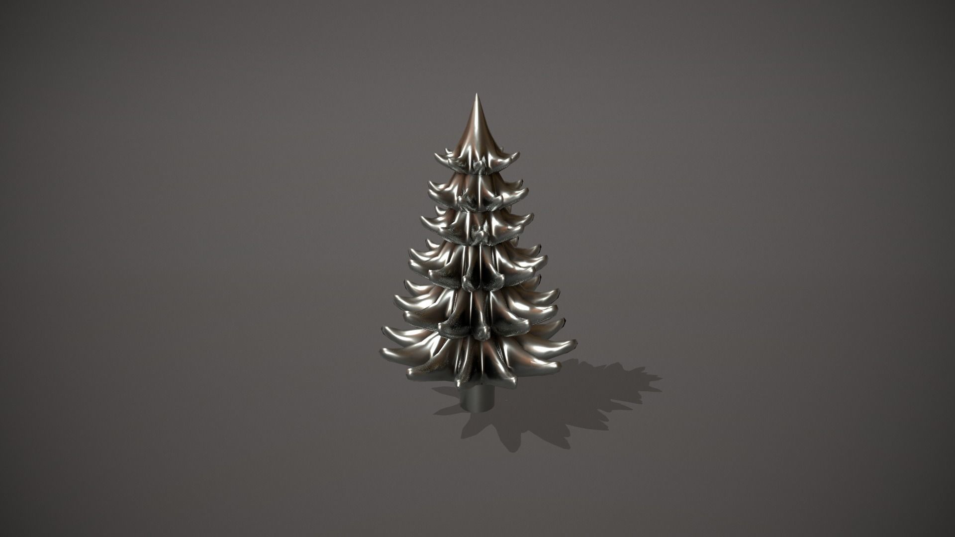 Silver Metal Christmas Tree Ornament Low-poly 3D model_11