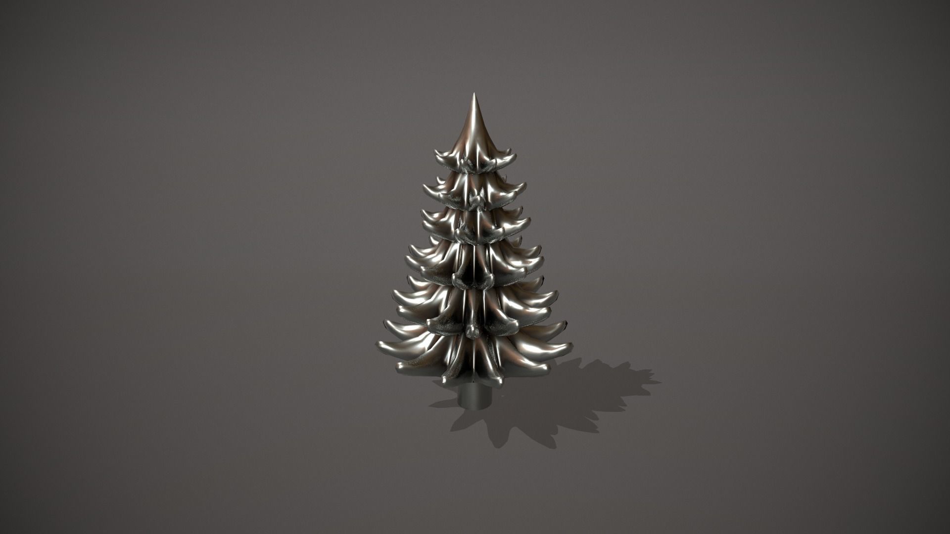 Silver Metal Christmas Tree Ornament Low-poly 3D model_9