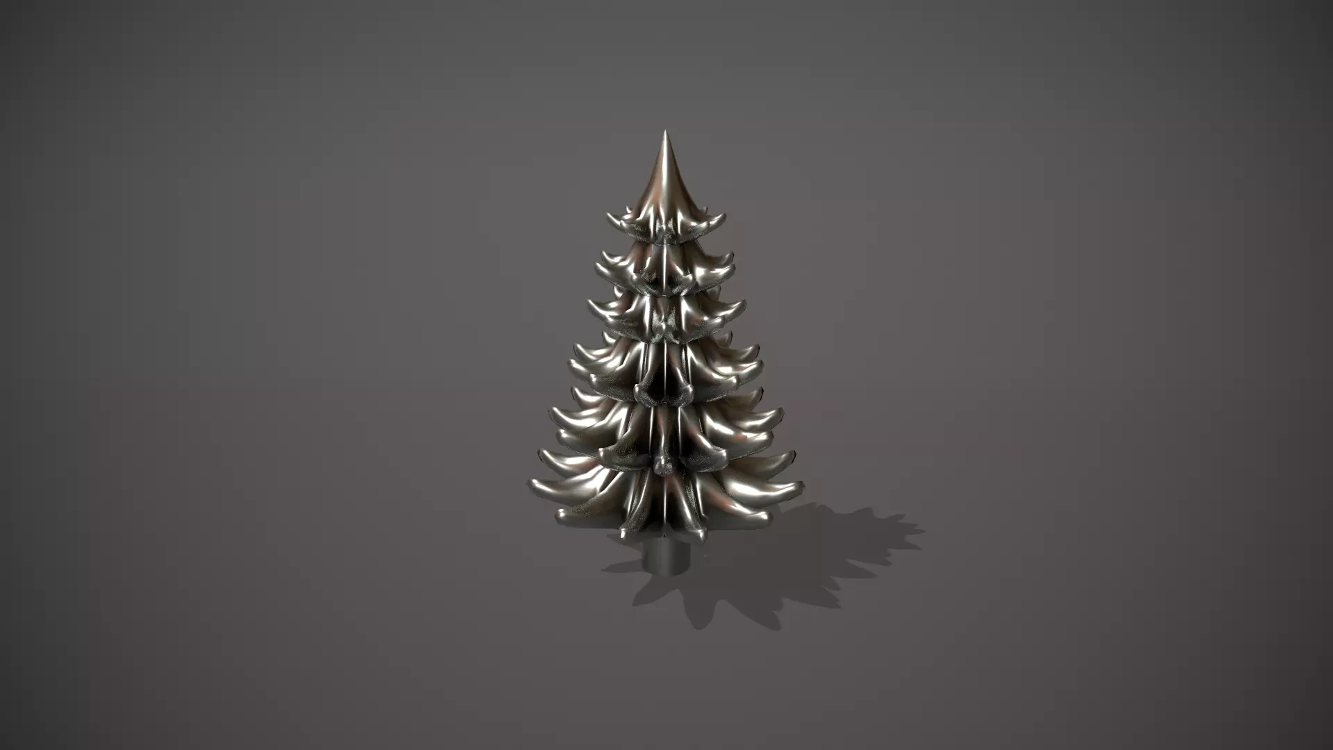 Silver Metal Christmas Tree Ornament Low-poly 3D model_0