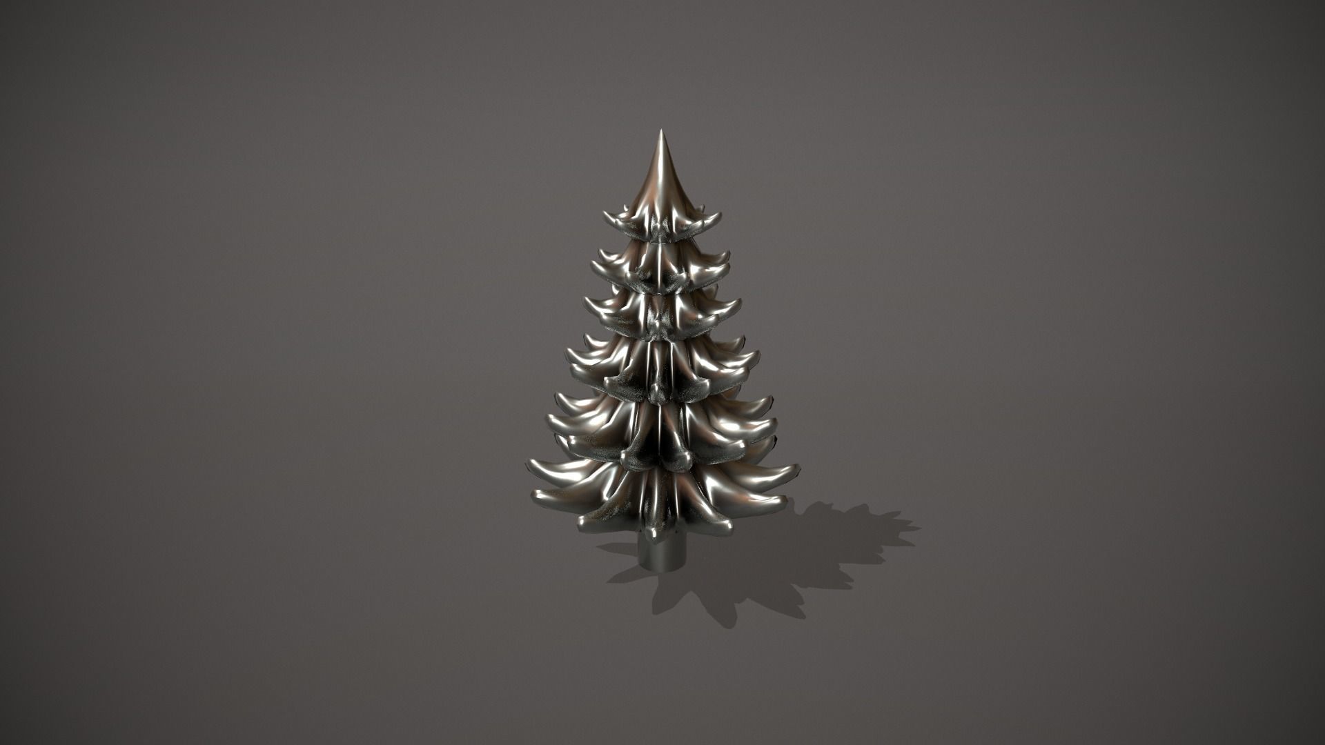 Silver Metal Christmas Tree Ornament Low-poly 3D model_4