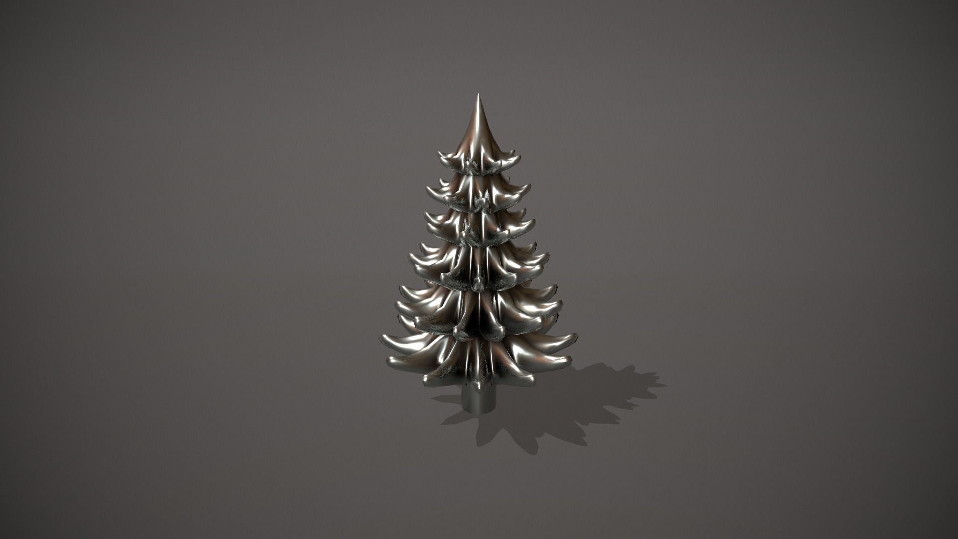 Silver Metal Christmas Tree Ornament Low-poly 3D model_5