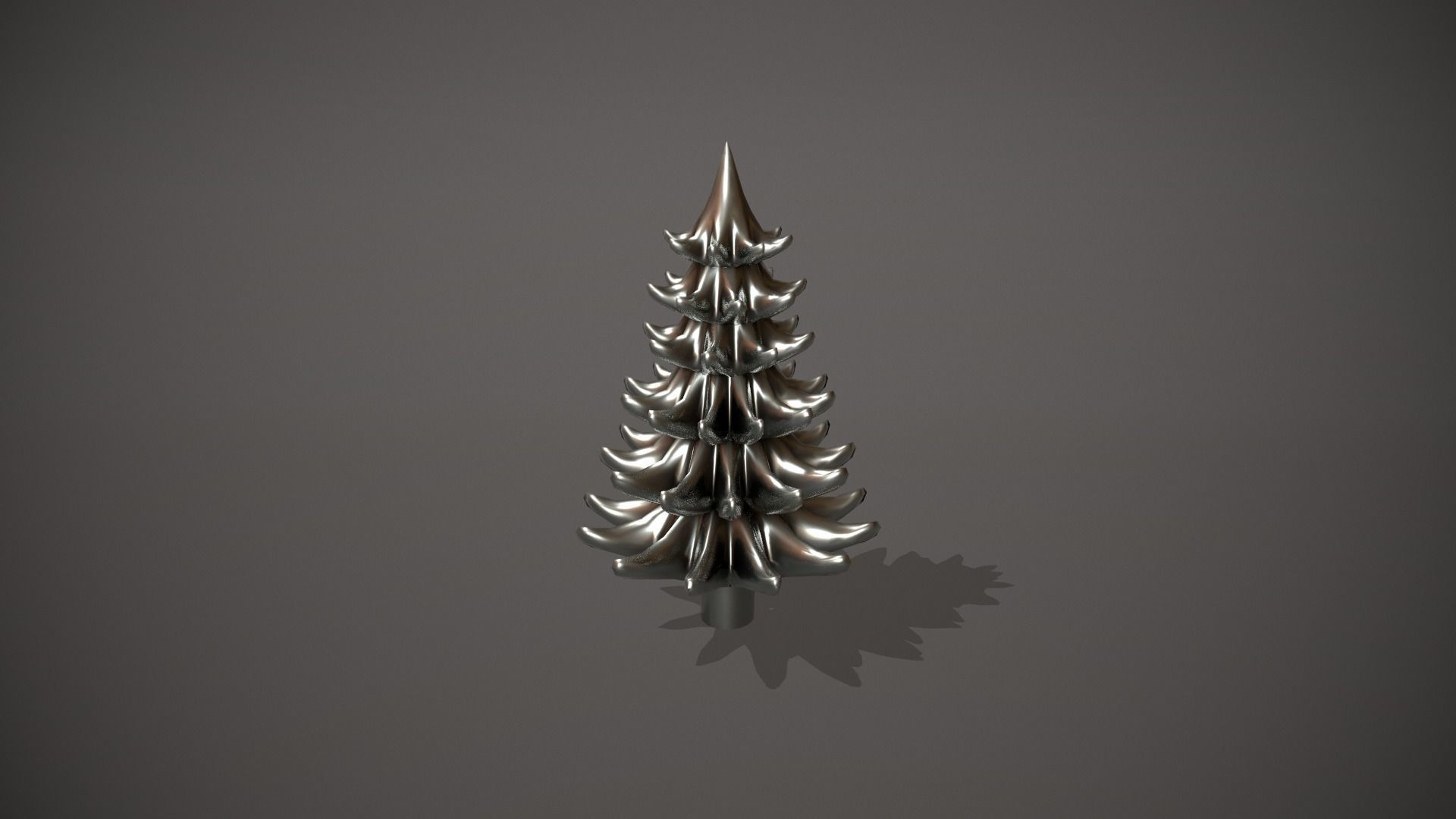 Silver Metal Christmas Tree Ornament Low-poly 3D model_1