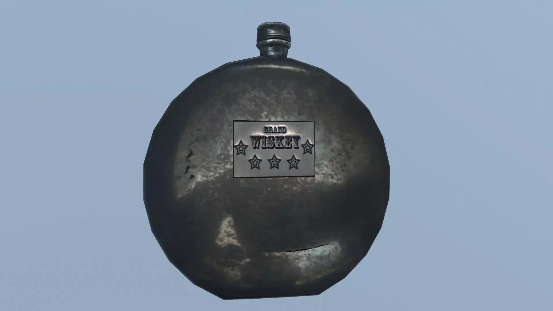 Old flask whiskey Low-poly 3D model_0