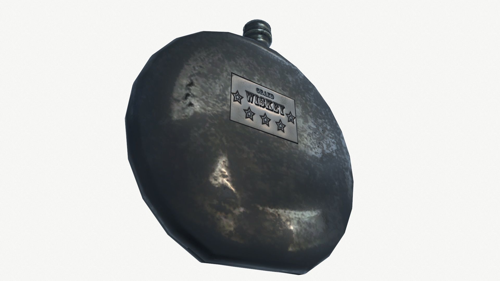 Old flask whiskey Low-poly 3D model_5