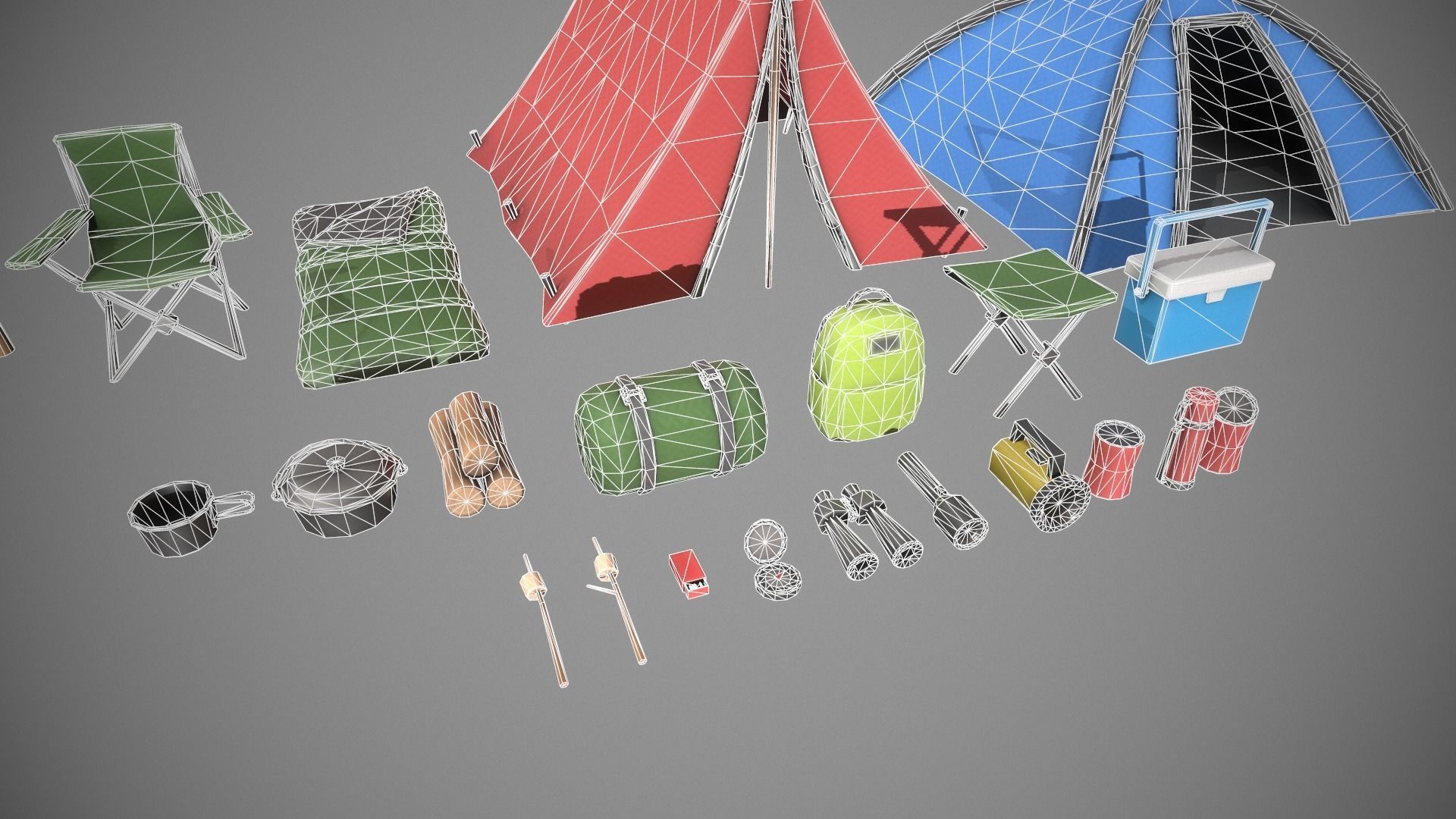 Stylized Camping Prop Pack - 23 Unique Assets Low-poly 3D model_13