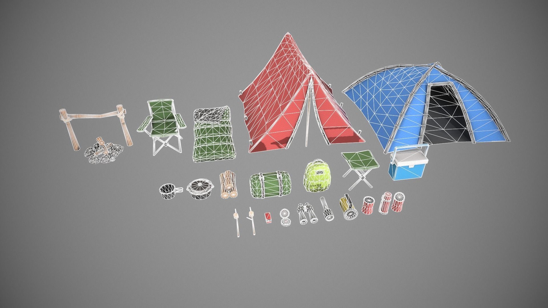 Stylized Camping Prop Pack - 23 Unique Assets Low-poly 3D model_8