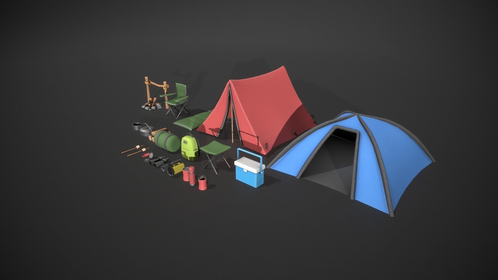 Stylized Camping Prop Pack - 23 Unique Assets Low-poly 3D model_3