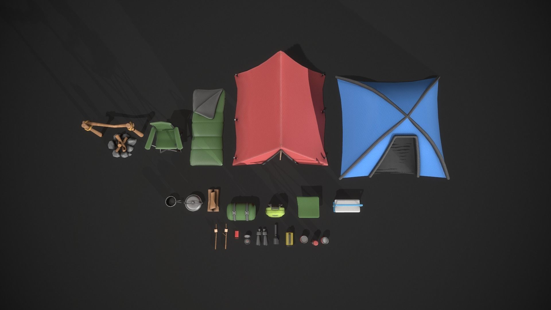 Stylized Camping Prop Pack - 23 Unique Assets Low-poly 3D model_4