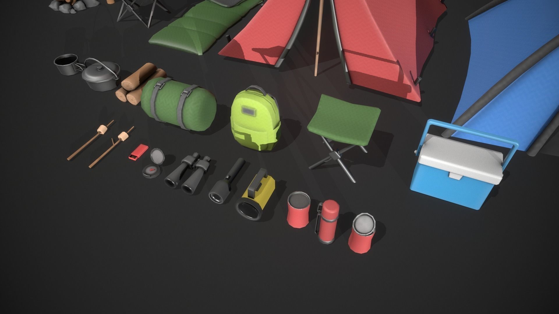Stylized Camping Prop Pack - 23 Unique Assets Low-poly 3D model_7
