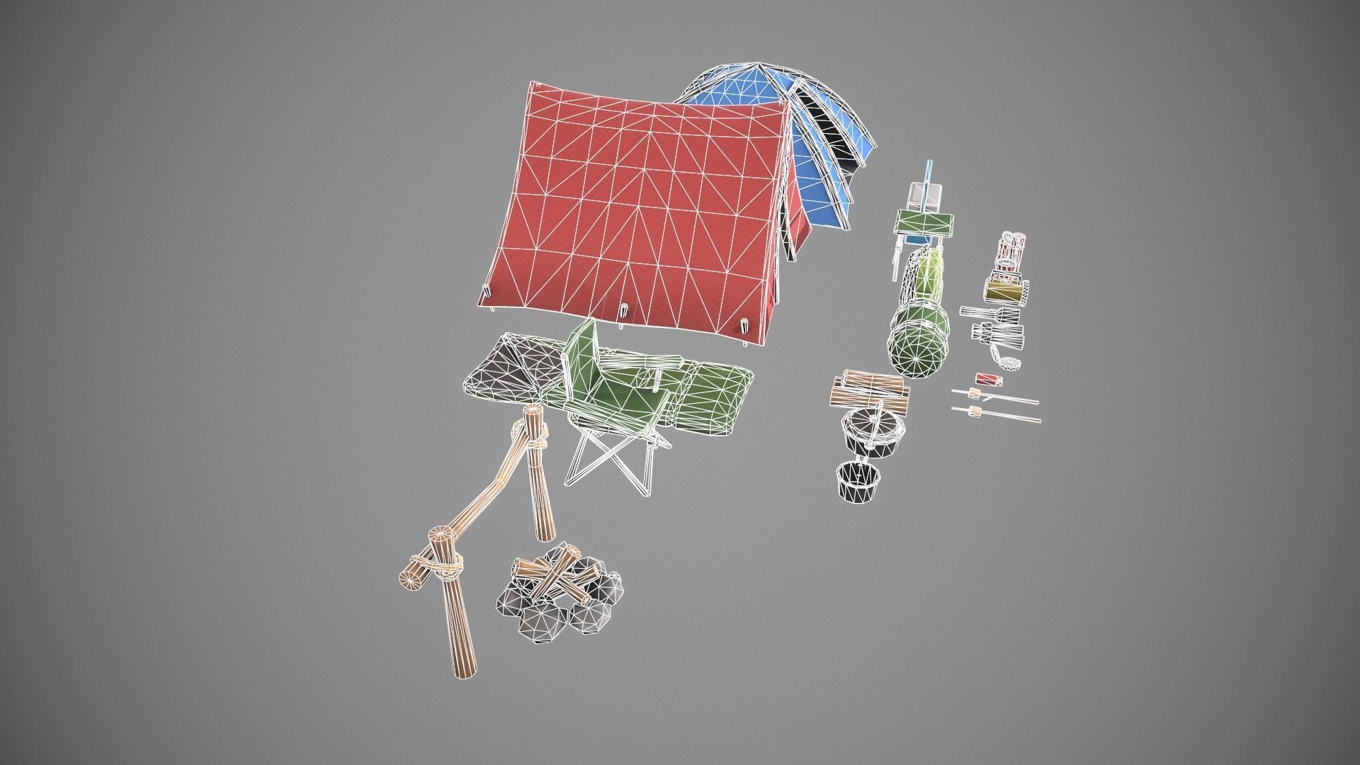Stylized Camping Prop Pack - 23 Unique Assets Low-poly 3D model_9