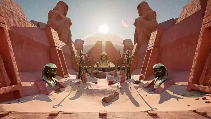 Alien Sandstorm Desert Planet - Egyptian Temple Ruins UE4
