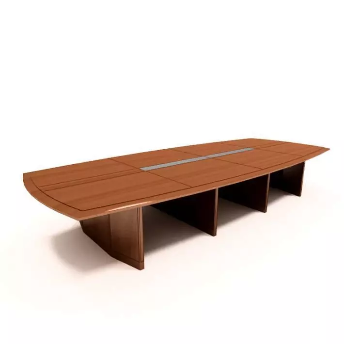 Rectangular Wooden Conference Table 3D model_0
