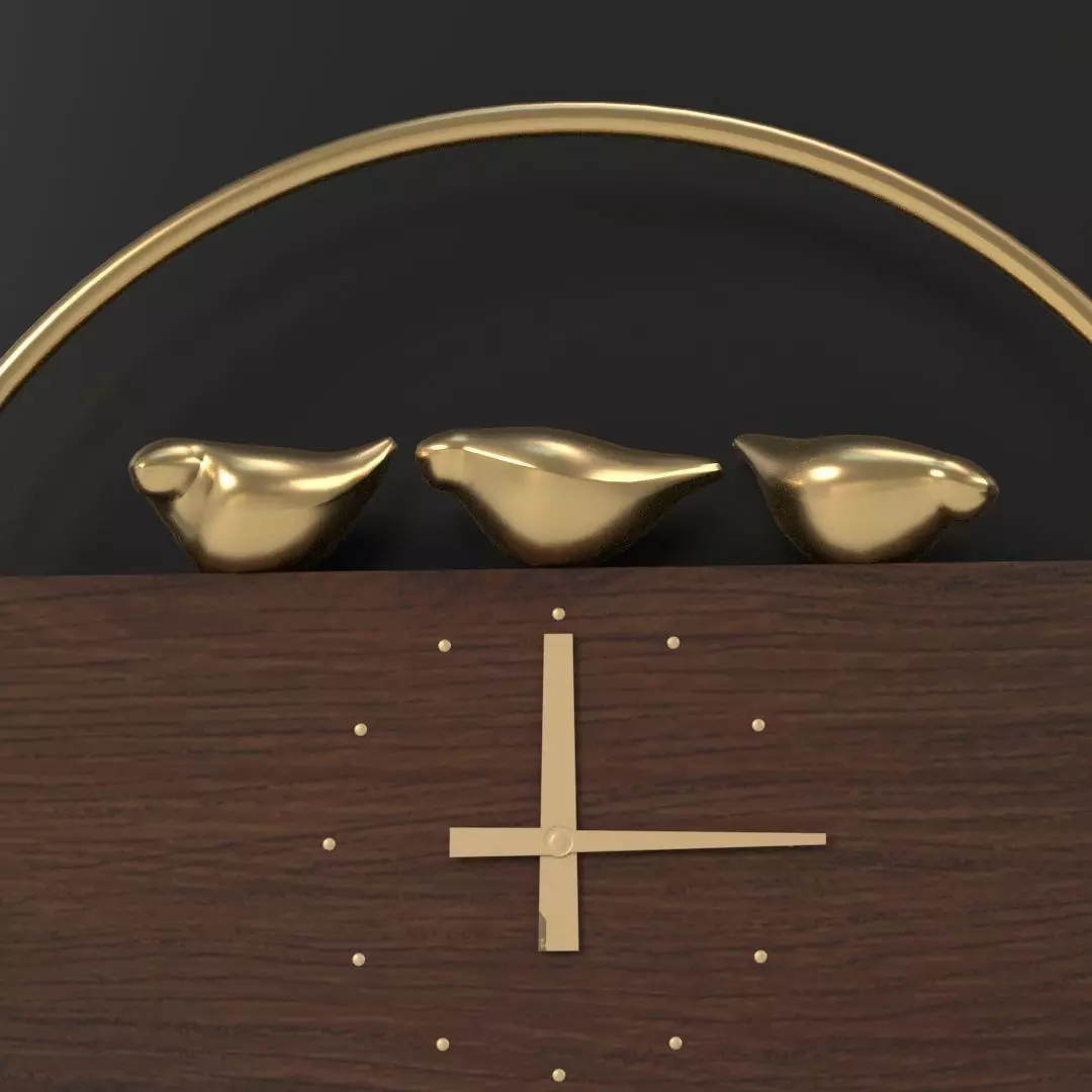 Gold - Wooden - PBR wall clock 001 3D model Free low-poly 3D model
