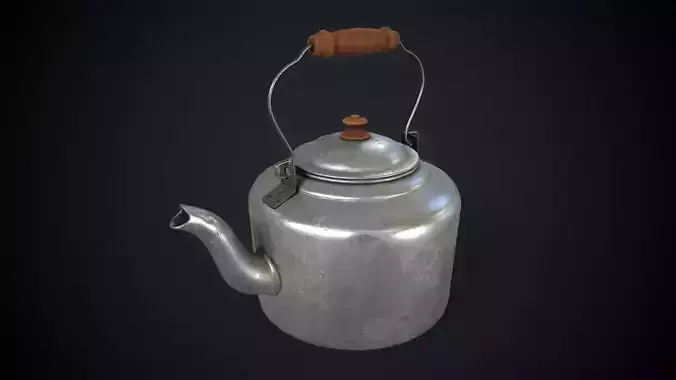 Old aluminum teapot Low-poly 3D model