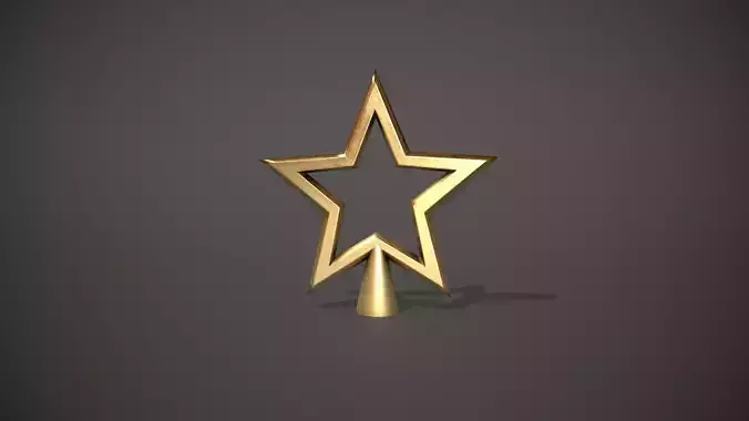 Gold Cut Out Star Tree Topper Low-poly 3D model