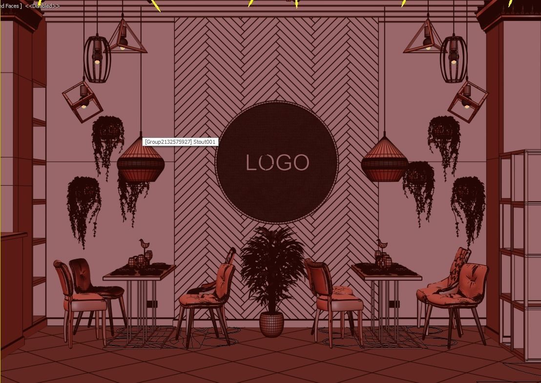 Sushi cafe 3D model_7