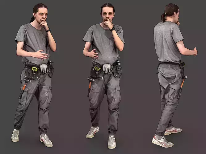 Worker in Gray Greets 3D model